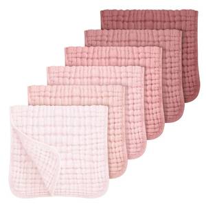 lot 2198 image: Looxii Muslin Burp Cloths Baby Girl 6 Pack - 20 x 10 - Ultra Soft & Absorbent, 6-Layer 100% Cotton for Spit Up & Drool- Gentle Baby Burping Cloth, Newborn Essentials Shower Gift Girl, Gradient Pink