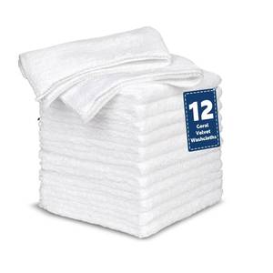 lot 2205 image: TEAWOO Coral Velvet White Washcloths 12 Pack, Highly Absorbent and Soft