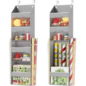 lot 2211 image: Ofiray-home Light Grey Over Door Wrapping Paper Organizer Storage