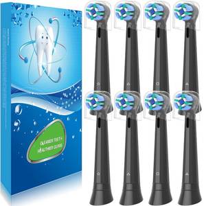 lot 2214 image: A 8 Pack Replacement Toothbrush Heads Compatible with Oral B iO, Brush Heads for Oral-B iO 23456789107G Series, with Covers, Black