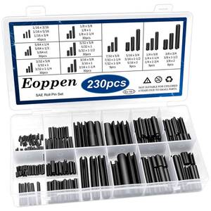 lot 2228 image: Eoppen 230Pcs SAE Roll Pin Assortment Set - Slotted Spring Pins Steel Split Expansion Pin 10 Sizes 116 564 332 18 532 316 732 14 516 38 Inch for Home Improvement Automotive Repair