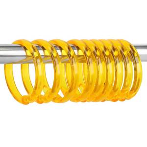 lot 2229 image: Qulable Golden Yellow Shower Curtain Hooks - 12 Pcs Circular Plastic Shower Curtain Rings for Bathroom - O Shaped Gold Yellow Shower Hooks Rings for Shower Curtain Rod