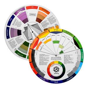 lot 2231 image: JimKing Creative Color Wheel, Paint Mixing Learning Guide, Art Class Teaching Tool for Makeup Painting Tattoo,Blending Board Chart Color Mixed Guide Hardboard(9.25inch)