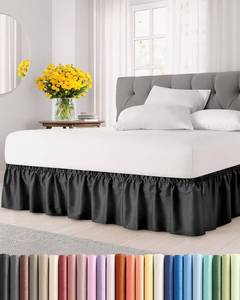 lot 2234 image: Wrap Around Dust Ruffle Bed Skirt, Queen Size Beds - 12 Inch Drop, Black