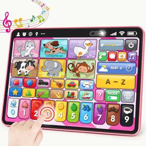 lot 2238 image: Trilingual Learning Toy Tablet with Music & Sound, Montessori Speech Therapy Toys for 1 Year Old Girl Boy Musical Baby Toy 12-18 Months Toddler Girl Toys Age 1-2 2-3 Birthday Gifts (Pink)