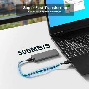 lot 2246 image: Portable Aluminum External SSD 2TB �� USB-C & USB-A 3.2 Gen 2, Up to 500MBs, Waterproof, Dustproof (IP68), Shockproof, Pressure-Resistant Solid State Drive
