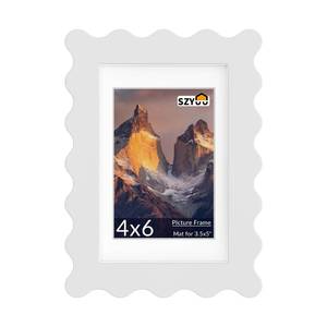 lot 2273 image: SZYUU 4x6 Wavy Picture Frame with Real Glass, Tabletop & Wall Mount