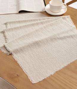 lot 2281 image: Vitalizart Beige Table Runner 14 x 90 Long Slub Texture Cotton Linen