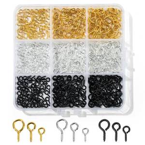 lot 2285 image: axiaxoq 450pcs Small Screw Pins Eye Pins, 3 Color Eye Hooks Screw for Jewelry Making & Bead Charms, Eye Screws for Art Projects, Eye Hooks for Crafts (Gold Silver Balck, 3 Sizer) (Gold Silver Balck)
