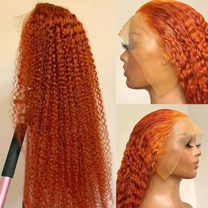 lot 2287 image: SISIFIRE Orange Lace Front Wigs with Baby Hair Synthetic Water Wave Wigs for Women Heat Resistant Curly Wave Hair Replacement Wig Ginger Wet and Wavy Natural Hairline