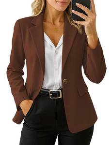 lot 2293 image: GoMamee Womens Blazers Business Casual Long Sleeve Work Office Suit Jackets Blazer with Pockets Brown, Small