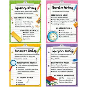 lot 2311 image: Eaasty 4 Pcs Four Types of Writing Poster Set for Middle High School Writing Teaching Learning Materials Poster Set for Bulletin Board English Classroom Decor, 16.3 x 22 Inch