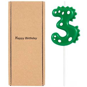 lot 2319 image: Green Dinosaur Number 3 Birthday Candle, 3rd Birthday Candle Dinosaur Cake Topper, Theme Party Decorations for Boys Girls, Party Supplies