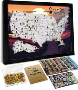 lot 2330 image: flinelife National Parks Map With Wooden Push pins, 13X11, National Park Map Tracker, National Park Tracker Checklist, Perfect for National Parks Lovers, Hiker, Couples and Families Gift