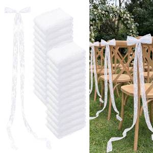 lot 2342 image: FineCheer 24 Pcs Lace Chair Sashes for Wedding Aisle Decoration,White