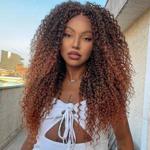 lot 2343 image: Xtrend Pre looped Brazilian Micro Kinky Curly Crochet Hair 24 Inch 8 Packs Ombre Brown Yaki Kinky Curly Water Wave Crochet Hair Synthetic Deep Wave Mini Boho Braids For Women