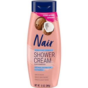 lot 2345 image: Nair Sensitive Shower Hair Removal Cream, Coconut Oil & Vitamin E, 12 Oz