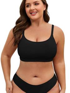 lot 2349 image: American Trends Plus Size Bikini Top for Women Large Bust Swim Tops Sports Swim Bra with Strong Support Black 3XL
