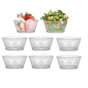 lot 2356 image: CHPINDAM Vintage glass dessert bowl, ice cream bowl, 13oz glass bowl for small dipping bowls Set of 4, ice cream, sundaes, oatmeal, small fruit salad, etc (8)