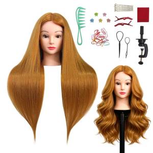lot 2358 image: Female Cosmetology Mannequin Head with Real Hair for Hair Styling & Curling