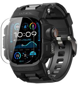 lot 2365 image: ULTIMAL Rugged Case with Band for Apple Watch 49mm,Compatible with Apple Watch Ultra 321, Military Grade Shockproof Bumper Cover for iWatch Tactical Band Men (49mm,Black)