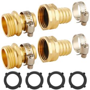 lot 2367 image: A 2 Set 34 Inch Brass Garden Hose Repair Connector Kit with Clamp