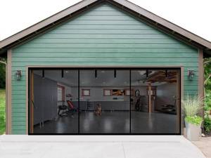 lot 7531 image: Magnetic Garage Screen Door 17x10ft for 2 3 Car, Retractable Fiberglass Privacy Mesh Curtain, Weighted Bottom, Easy Install, Kids & Pets Friendly for Garage Carport Patio Porch (Black, 17x10ft)