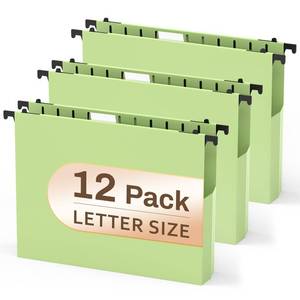 lot 7537 image: PNETTCO Green Hanging File Folders,12 Pack Green Hanging File Folder Letter Size, Hanging Files Letter Size 2 Inch Expansion, 2���� Hanging Filing Folders Organizer Expanding Colored School Classroom