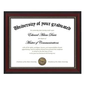 lot 7546 image: upsimples Diploma Frame 8.5x11 with HD Glass, Wood Grain with Gold Beading