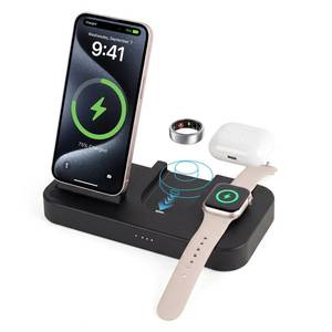 lot 8005 image: BOVIPO 4 in 1 Charging Station for Oura Ring Gen 3 Charger (Oura Ring Charger NOT Included), 15W Fast Magnetic Charger for iPhone, Apple Watch, AirPods, Wireless Charger for Samsung Galaxy