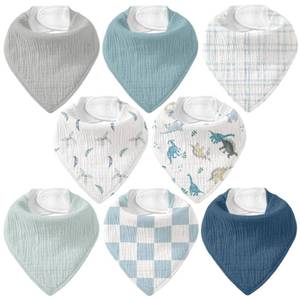 lot 8015 image: CIVARUA KIDS 8 Pack Muslin Baby Bandana Bibs for Drooling and Teething