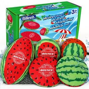 lot 8025 image: Billeeit 5Pcs Water Skipping Balls Set for Pool Play (Watermelon Theme)