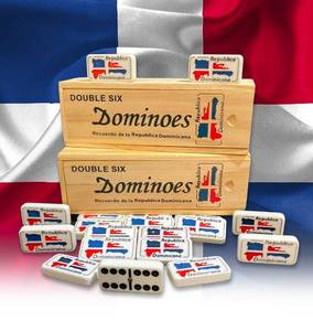 lot 8031 image: Dominican Flag Dominoes Double Six 2pcs Value Pack - Classic Dominos Set for Cultural Pride Dominican Republic