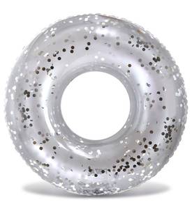 lot 8042 image: CoTa Global Inflatable Giant Silver Pool Float Tube - Luxurious Fun Lounger Filled with Sparkle Silver Confetti, Cool Design Water Swimming Ring Pool Floaties for Beach, Lake and Pool - 48 Inches