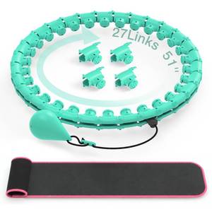 lot 8046 image: Weighted Hula Circle for Adults Weight Loss, Infinity Fitness Hoop Plus Size 51 Inch with Sweat Belt, Include 27 Detachable Links and Waist Trainer for Women