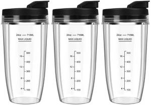 lot 8058 image: Blender Cups Replacement for Ninja, 24oz Ninja Blender Cups with To-Go Lids Compatible with Ninja BN401, BL450, BL456, BL480, BL2012, BL2013, BN751, BN801, SS101, SS151 (3 Pack)