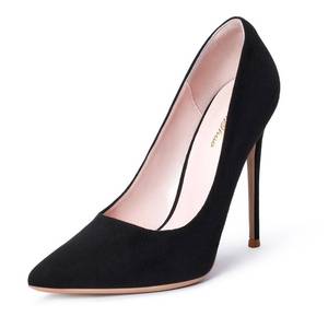 lot 8063 image: GENSHUO Womens 4.7 Inch Pumps Pointy Closed Toe Stiletto Sexy High Heels Slip on Porm Party Wedding Dress Shoes Suede Black Size 6