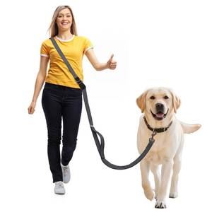 lot 8065 image: JC HOUSE Hands Free Dog Leash,Galaxy Reflective,Crossbody Dog Leash,Black