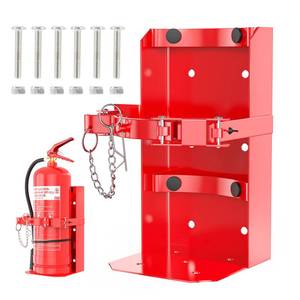 lot 8437 image: Fire Extinguisher Mount, Heavy Duty Fire Extinguisher Bracket for School Home Garage Laboratory and Vehicle Perfect for Wall Mount(Fe-10, Red, 1 Pcs)