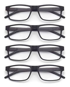 lot 8445 image: Colloddiss 4-Pack Reading Glasses for Men Women, Spring Hinge Readers Glasses, Blue Light Blocking Eyeglasses SR20523, 4 Black 2.0 x
