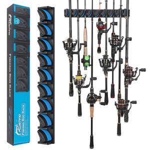 lot 8477 image: PLUSINNO V9 Vertical Fishing Rod Holder, Wall Mounted Fishing Rod Rack, Fishing Pole Holder Holds Up to 9 Rods or Combos, Fishing Rod Holders for Garage,Fishing Gear and fishing Gifts for Men