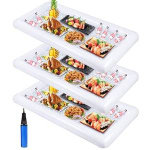 lot 8486 image: jollylife 3PCS Inflatable Cooler Serving Bars Pool Party Blow Up Coolers Food Holder Ice Tray BBQs, Picnics,Buffets Indoor Outdoor Supplies with Drain Plug Hand Pump