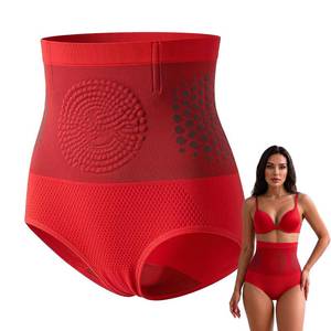 lot 8487 image: Jsqianfei 4-in-1 Micro-Particle Sculpting Shorts, Shapewear Tummy Control Underwear, High Waist Panties for Women, Comfortable & Breathable, Red, L