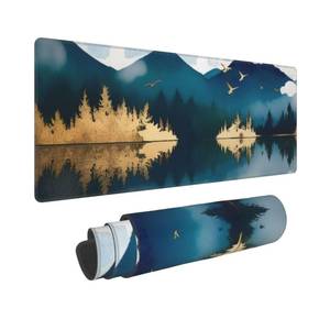 lot 8488 image: Gaming Mouse Pad,Large Non-Slip Rubber Base Mousepad,Keyboard Mouse Mat,Desk Pad with Stitched Edges,31.5x11.8inch,Mountain Lake