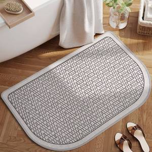 lot 8490 image: YDKGL Half Circle Bath Mat, Thin Bathroom Rugs Fit Under Door, Grey 20x31