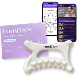 lot 8494 image: LumiDew Ceramic Guasha Tool for Face & Body - Lymphatic Drainage Massager, Face Sculpting Tool, Jawline Shaper & Double Chin Reducer - Self Care Gifts