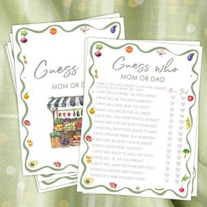 lot 8497 image: HandEasy Locally Grown Baby Shower Game Cards, Family Feud Game Cards and Activities,Farmers Market Themed Party Decorations Supplies, 5x7 -25 Pcs -05