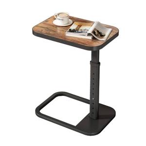 lot 9795 image: Kitstorack Adjustable Height C-Shaped End Table, 9-Level Side Table with Thickened Metal Rounded Edge, Couch Table Slides Under Sofa or Bed, Eating, Working, TV Tray Table for Small Spaces, Brown