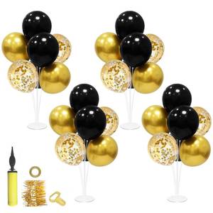 lot 9797 image: ZJDHPTY 4 Set Black and Gold Balloon Stand Table Centerpieces Party Decor