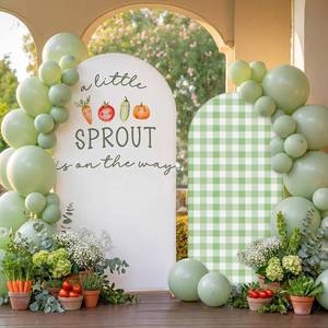 lot 9799 image: Moukeren a Little Sprout is on the Way Arch Backdrop Cover 6ft and 7.2ft for Farm Themed Baby Shower Party Gender Reveal Birthday Party Banquet Photo Arches Background Decorations